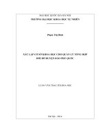 Xác lập cơ sở khoa học cho quản lý tổng hợp đới bờ huyện đảo Phú Quốc : Luận văn ThS. Khoa học môi trường và bảo vệ môi trường: 60 85 01 01