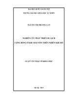 Nghiên cứu phát triển du lịch cộng đồng ở khu bảo tồn thiên nhiên Khe Rỗ