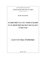 Sự hiện diện của các vi khuẩn kị khí ở các bệnh nhân bị chảy máu dạ dày ở Việt Nam: Luận văn ThS. Sinh học: 60 42 30