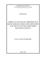 Nghiên cứu xây dựng quy trình phân tích một số Anion quan trọng trong môi trường nước trên cơ sở sử dụng thiết bị điện di mao quản xách tay