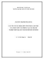 Các yếu tố tác động đến tinh thần làm việc của nhân viên văn phòng tại các doanh nghiệp trên địa bàn TPHCM , luận văn thạc sĩ 