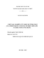 Chế tạo, nghiên cứu một số tính chất của Perovskite có hằng số điện môi lớn và khả năng ứng dụng : Luận án TS. Vật lý: 62 44 07 01