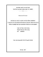 Đánh giá chất lượng nước sông SomPoy và đề xuất giải pháp đảm bảo sử dụng cho sản xuất nông nghiệp huyện Kaisone tỉnh Savannakhet : Luận văn ThS. Khoa học môi trường: 604403