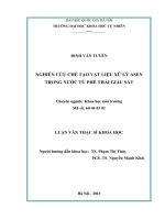 Nghiên cứu chế tạo vật liệu xử lý Asen trong nước từ phế thải giàu sắt : Luận văn ThS. Khoa học môi trường: 60 44 03 01