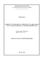 Nghiên cứu tổng hợp và tính chất của một số dẫn xuất 1-aryltetrazole và bis-thiazolidin-4-on : Luận án TS. Hóa học: 62 44 27 01