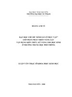 Dạy học chủ đề sinh sản ở thực vật góp phần phát triển năng lực vận dụng kiến thức, kỹ năng cho học sinh ở trường trung học phổ thông 