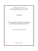 Xác lập cơ sở địa lý cho bảo vệ môi trường thành phố Hạ Long, tỉnh Quảng Ninh : Luận văn ThS. Kiểm soát môi trường và bảo vệ môi trường: 60 85 01 01