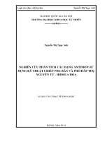 Nghiên cứu phân tích các dạng Antimon sử dụng kỹ thuật chiết pha rắn và phổ hấp thụ nguyên tử - Hidrua hóa
