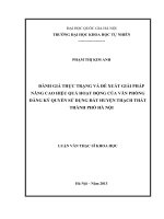 Đánh giá thực trạng và đề xuất giải pháp nâng cao hiệu quả hoạt động của Văn phòng đăng ký quyền sử dụng đất huyện Thạch Thất thành phố Hà Nội