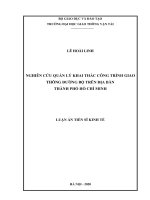 Nghiên cứu quản lý khai thác công trình giao thông đường bộ trên địa bàn thành phố hồ chí minh 