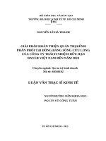 Giải pháp hoàn thiện quản trị kênh phân phối tại đồng bằng sông cửu long của công ty TNHH bayer việt nam đến năm 2020 , luận văn thạc sĩ 