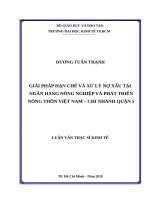 Giải pháp hạn chế và xử lý nợ xấu tại ngân hàng nông nghiệp và phát triển nông thôn việt nam chi nhánh quận 5 