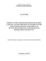 Nghiên cứu phát thải khí nhà kính do hoạt động canh tác lúa nước trên đất cát ven biển xã nghi thạch, huyện nghi lộc, tỉnh nghệ an và đề xuất một số biện pháp giảm nhẹ biến đổi khí hậu trong sản xuất lúa 