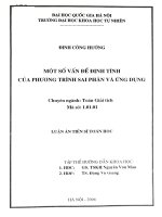 Một số vấn đề định tính của phương trình sai phân và ứng dụng : Luận án TS Toán học: 1 01 01