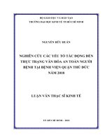 Nghiên cứu các yếu tố tác động đến thực trạng văn hóa an toàn người bệnh tại bệnh viện quận thủ đức năm 2018 