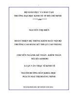 Hoàn thiện hệ thống kiểm toán nội bộ trường cao đẳng kỹ thuật cao thắng , luận văn thạc sĩ 