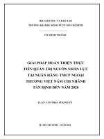 Giải pháp hoàn thiện thực hiện quản trị nguồn nhân lực tại ngân hàng TMCP ngoại thương việt nam chi nhánh tân định đến năm 2020 