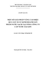 Một số giải pháp nâng cao hiệu quả sản xuất kinh doanh sản phẩm nước sạch tại tổng công ty cấp nước sài gòn , luận văn thạc sĩ 