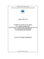 Nghiên cứu đánh giá tác động của mobile marketing lên thái độ và hành vi khi tiếp nhận quảng cáo của người dùng smartphone tại TP  hồ chí minh , luận văn thạc sĩ 