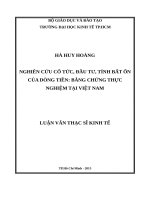Nghiên cứu cổ tức, đầu tư, tính bất ổn của dòng tiền, bằng chứng thực nghiệm tại việt nam 