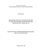 Hoàn thiện công tác chi trả lương hưu và trợ cấp bảo hiểm xã hội trên địa bàn huyện bảo yên, tỉnh lào cai 