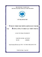 Hoàn thiện hệ thống kiểm soát nội bộ tại tổng công ty điện lực miền trung , luận văn thạc sĩ 