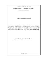 Đánh giá thực trạng sử dụng đất nông nghiệp và đề xuất giải pháp sử dụng bền vững tài nguyên đất nông nghiệp huyện Điện Biên, tỉnh Điện Biên : Luận văn ThS. Khoa học môi trường: 60440
