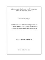 Nghiên cứu các yếu tố tác động đến tỷ lệ đóng thuế của các công ty niêm yết tại sở giao dịch chứng khoán tp  hồ chí minh 