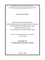 Nghiên cứu xây dựng hệ điều khiển tốc độ tuabin thuỷ điện liên kết vùng trên cơ sở logic mờ và mạng nơron nhân tạo tt tiếng anh 