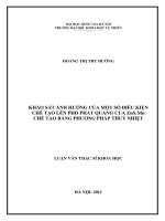Khảo sát ảnh hưởng của một số điều kiện chế tạo lên phổ phát quang của ZnS:Mn chế tạo bằng phương pháp thủy nhiệt