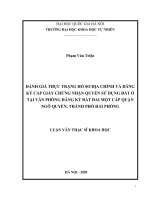 Đánh giá thực trạng hồ sơ địa chính và đăng ký cấp giấy chứng nhận quyền sử dụng đất ở tại văn phòng đăng ký đất đai một cấp quận Ngô Quyền, thành phố Hải Phòng