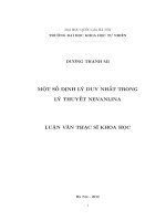 Một số định lý duy nhất trong lý thuyết Nevanlina : Luận văn ThS. Toán học: 60 46 01