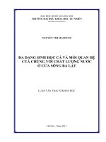 Đa dạng sinh học cá và mối quan hệ của chúng với chất lượng nước ở cửa sông Ba Lạt : Luận văn ThS. Sinh học: 60 42 60