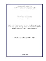 Ứng dụng GIS trong quản lý đất trồng lúa huyện Kim Thành, tỉnh Hải Dương