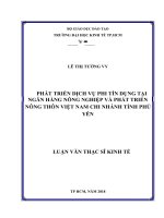 Phát  triển dịch vụ phi tín dụng tại ngân hàng nông nghiệp và phát triển nông thôn việt  nam chi nhánh tỉnh phú yên 