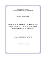 Phân tích các nhân tố tác động đến sự trung thành của khách hàng tại  công ty TNHH MTV cao su phú riềng 