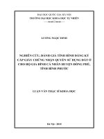 Nghiên cứu, đánh giá tình hình đăng ký cấp giấy chứng nhận quyền sử dụng đất ở cho hộ gia đình cá nhân huyện Đồng Phú, tỉnh Bình Phước