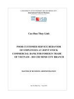 Poor customer service behavior of employees at joint stock commercial bank for foreign trade of vietnam – ho chi minh city branch 