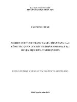 Nghiên cứu thực trạng và giải pháp nâng cao công tác quản lý chất thải rắn sinh hoạt tại huyện điện biên, tỉnh điện biên 