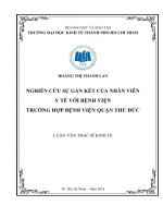 Nghiên cứu sự gắn kết của nhân viên y tế với bệnh viện – trường hợp bệnh viện quận thủ đức 