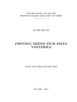 Phương trình tích phân Volterra: Luận văn ThS. Toán học: 60 46 01 02