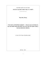Ứng dụng mô hình Markov – Cellular Automata dự báo biến đổi lớp phủ mặt đất huyện Kiến Thuỵ, thành phố Hải Phòng