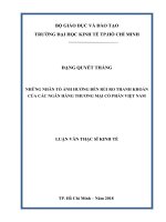 Những nhân tố ảnh hưởng đến rủi ro thanh khoản của các ngân hàng thương mại cổ phần việt nam 