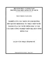 Nghiên cứu các nhân tố ảnh hưởng đến quyết định đầu tư trực tiếp nước ngoàicủa các nước đông bắc á vào các khu công nghiệp trên địa bàn tỉnh đồng nai , 