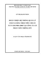 Hoàn thiện hệ thống quản lý chất lượng theo tiêu chuẩn TCVN ISO 9001 , 2008 tại công ty cổ phần viễn thông FPT 