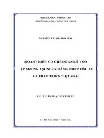 Hoàn thiện cơ chế quản lý vốn tập trung tại ngân hàng TMCP đầu tư và phát triển việt nam , luận văn thạc sĩ 
