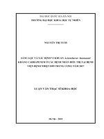 Sàng lọc và xác định vi khuẩn Acinetobacter baumannii kháng carbapenem ở các bệnh nhân điều trị tại Bệnh viện Bệnh Nhiệt đới Trung ương năm 2017 :  Luận văn ThS. Sinh học: 84201