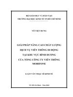 Giải pháp nâng cao chất lượng dịch vụ viễn thông di động tại khu vực bình dương của tổng công ty viễn thông mobifone 