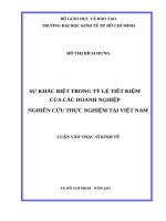 Sự khác biệt trong tỷ lệ tiết kiệm của các doanh nghiệp, nghiên cứu thực nghiệm tại việt nam 