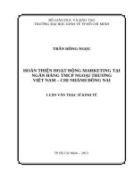 Hoàn thiện họat động marketing tại ngân hàng TMCP ngọai thương việt nam   chi nhánh đồng nai , luận văn thạc sĩ 